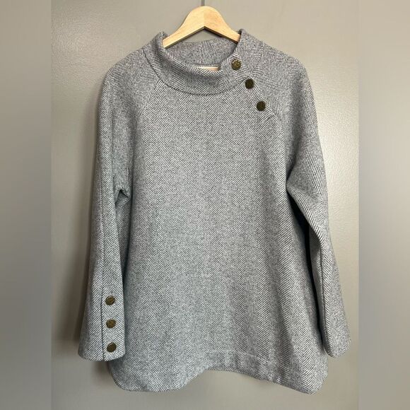 Soft Surroundings Brooke tunic sweater black white herringbone large office - Picture 2 of 11